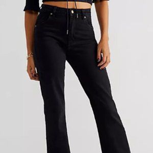 Free People High Waisted Black Straight Jeans